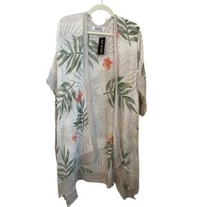 Yak & Yeti Tropical Floral‎ Palm Leaf Kimono Woven One Size NEW